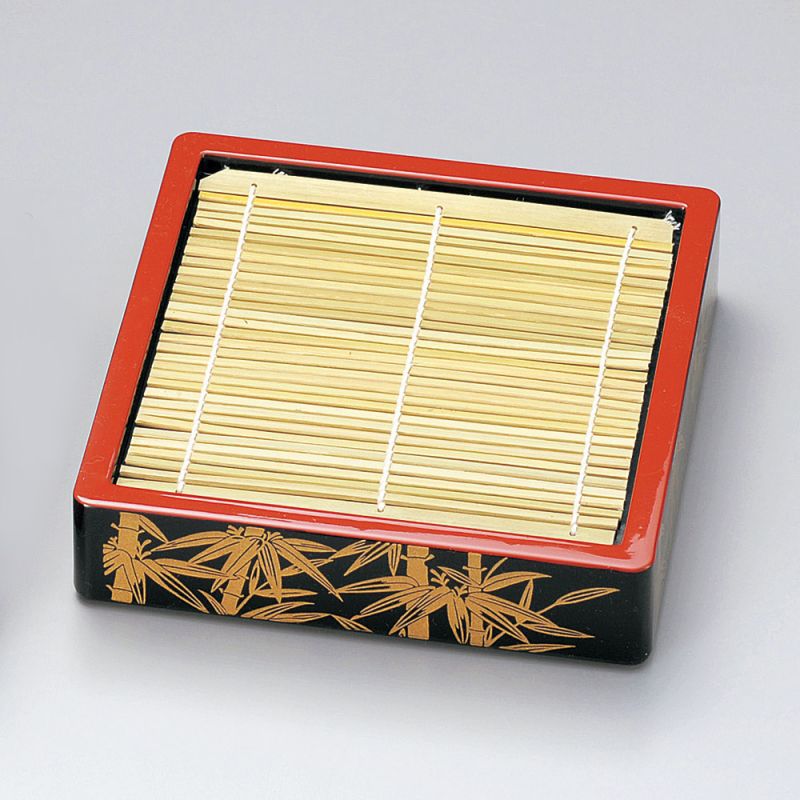 Plato cuadrado lacado con soporte de bambú - ZARU SOBA