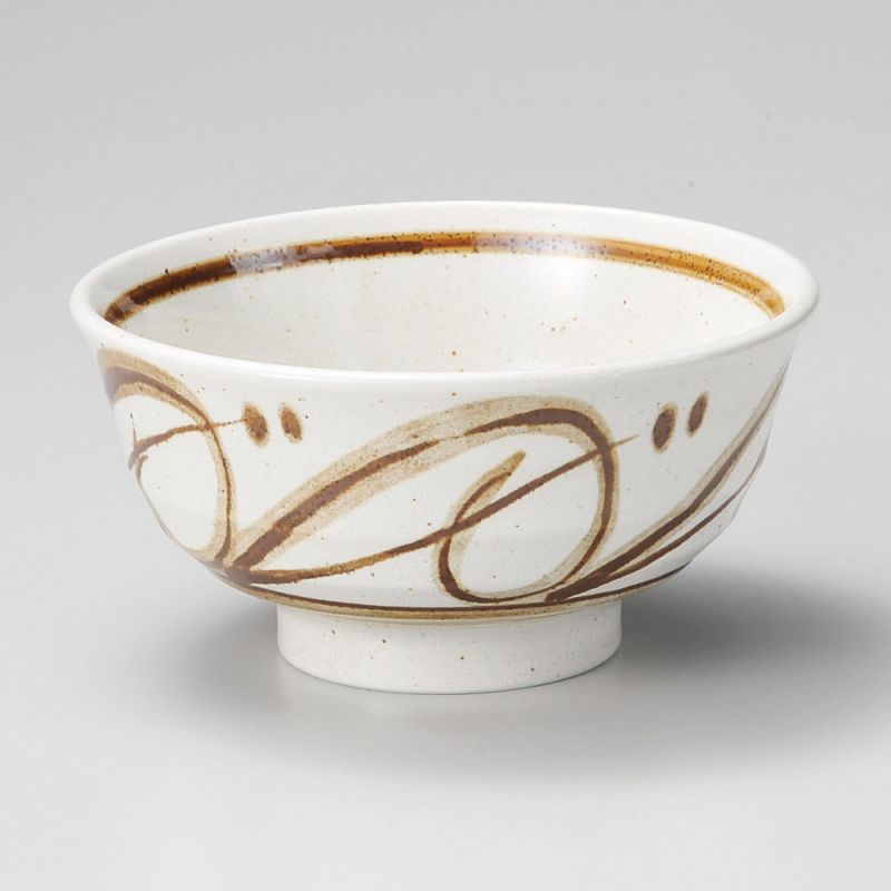Ciotola giapponese donburi in ceramica beige con motivi marroni - SENPU