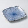 japanese square plate, SENDAN TOKUSA, white and blue