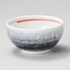 Japanische Keramik Suppenschüssel SHIGURE, grau weiß und orange
