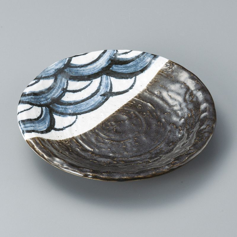 Assiette japonaise en céramique motifs vagues - SEIGAIHA