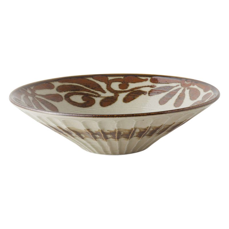 Japanese beige ceramic ramen bowl - HANASENPU