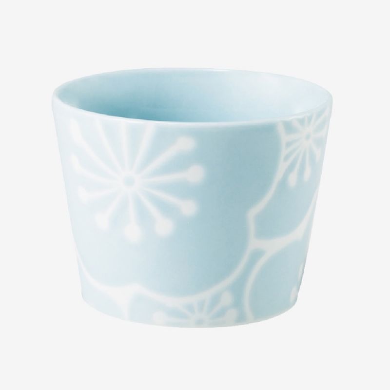 Tasse à thé japonaise en céramique, bleu et blanc - UME