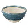 Japanische Suribachi-Schale aus Keramik mit Ausgießer - blau