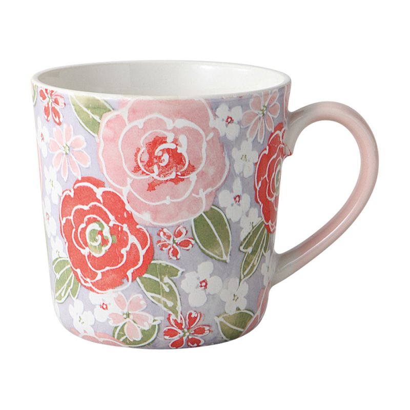 Japanische Keramiktasse - Rosa Blumen - PINKU NO HANA
