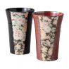Dúo de tazas de té japonesas en cerámica roja y negra - HANA