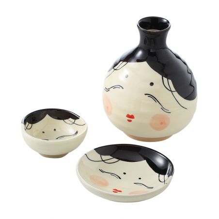 Service à saké, 2 verres et 1 bouteille,HYOTTOKO