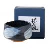 ciotola tradizionale giapponese blu matcha in argilla KON UWAGUSURI SHIROHAKE
