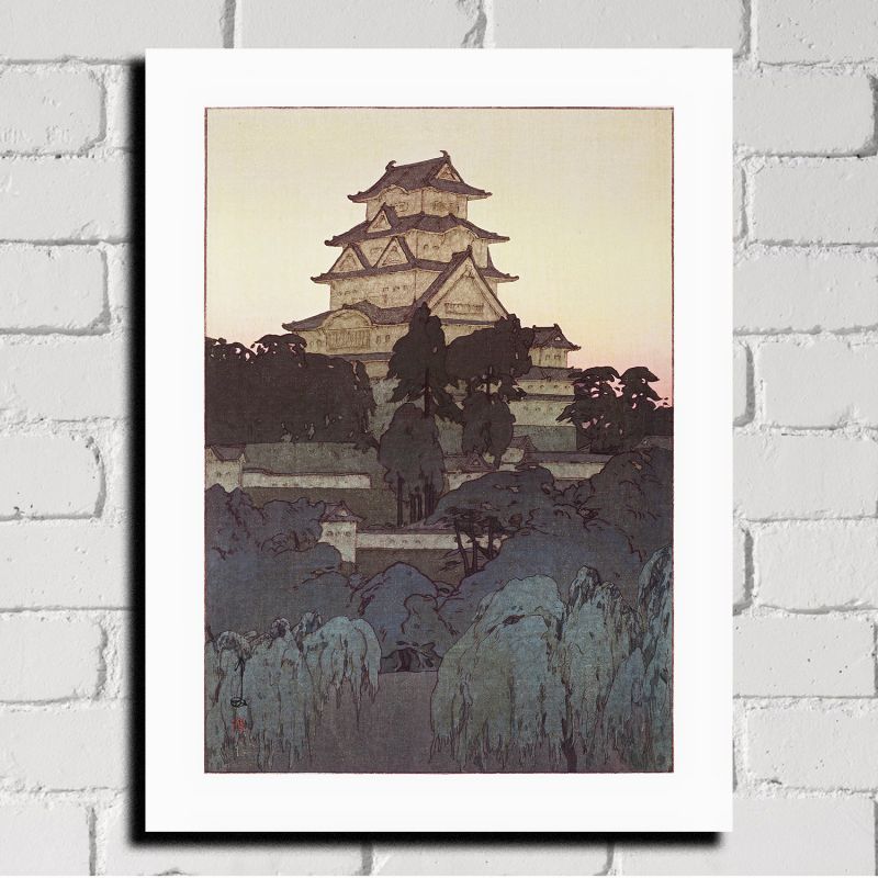 Estampe japonaise, matin au château d'Himeji, Himejijō no asa, YOSHIDA HIROSHI