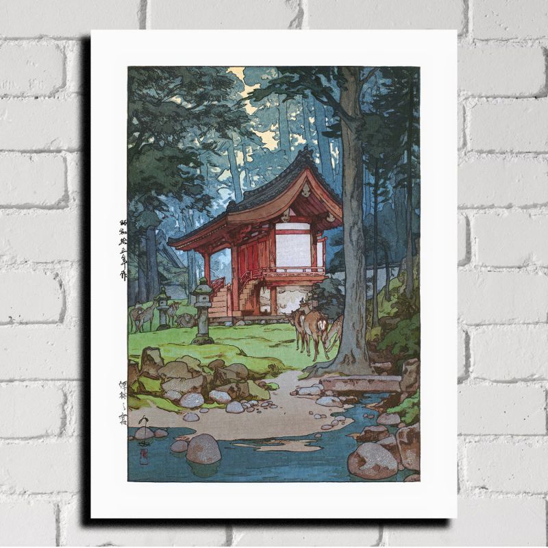 Grabado japonés, Un santuario forestal, Shinrin no miya, YOSHIDA HIROSHI