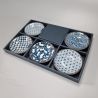Set de 5 coupelles japonaises bleues en céramique Ø9cm KARAKUSA