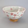 Japanese ceramic rice bowl, SAKURA, pink