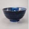 Cuenco japonés pequeño de cerámica azul con estampado de flores - SOSHUN HANA BLUE - 15,7 cm
