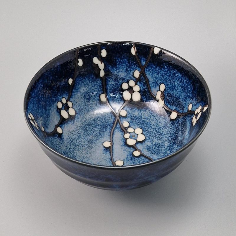 Piccola ciotola giapponese in ceramica blu con motivo floreale - SOSHUN HANA BLUE - 15,7 cm