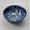 Small Japanese blue ceramic bowl with flower pattern - SOSHUN HANA BLUE - 15.7 cm