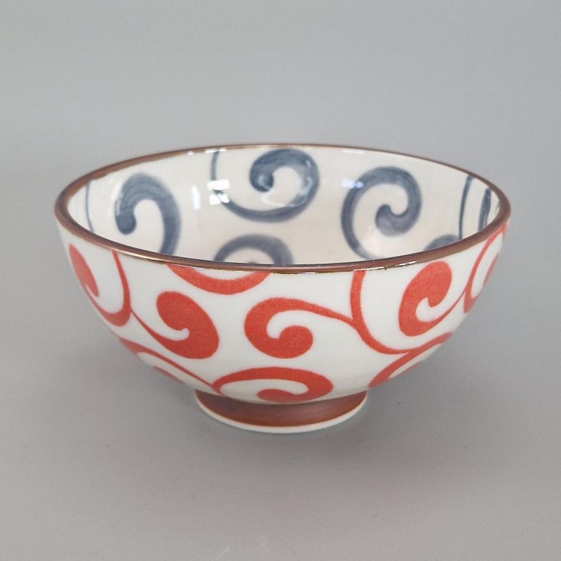 Duo japanischer Keramikreisschalen, rot und schwarz - KARAKUSA
