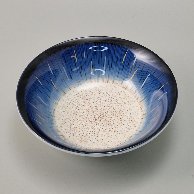 Bol à riz japonais évasé blanc et bleu, éclat astral - ASUTORARU