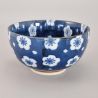 Japanese black and blue rice bowl - FUKUFUME - plum blossoms