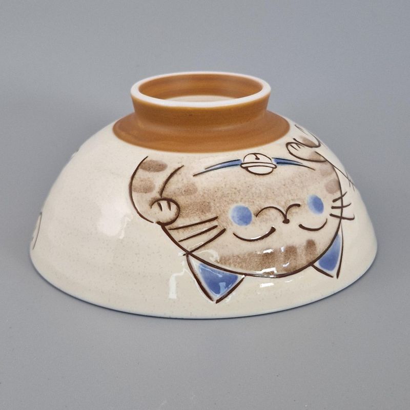 Japanese ceramic rice bowl, KOHIKI MIKE KERYÔ, chat