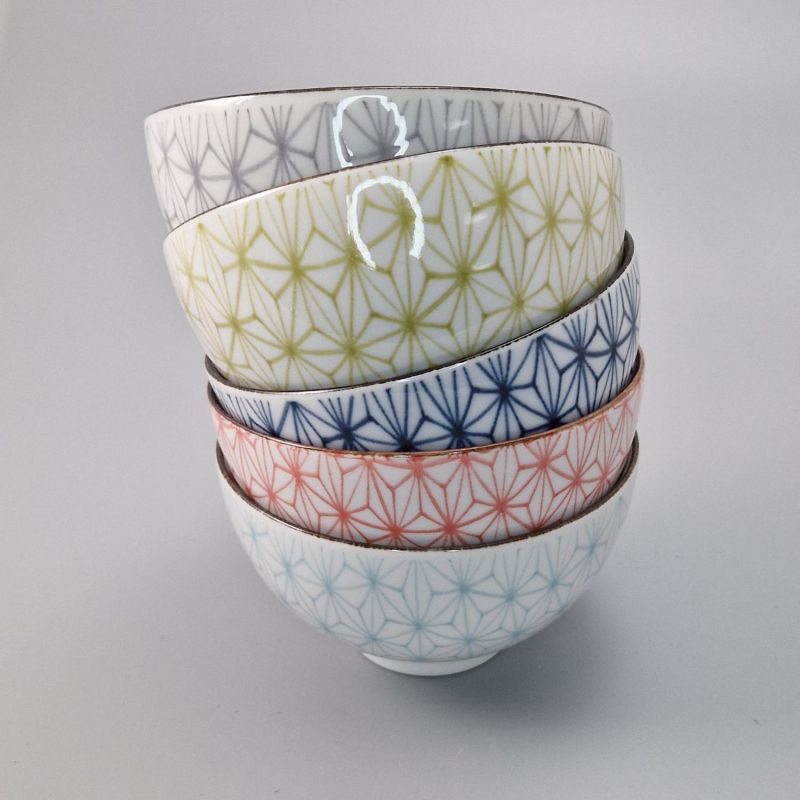 Set di 5 tazze giapponesi, ASANOHA, 5 colori