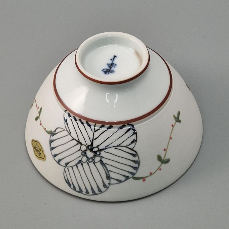 Japanese ceramic rice bowl, black sakura - KURO SAKURA