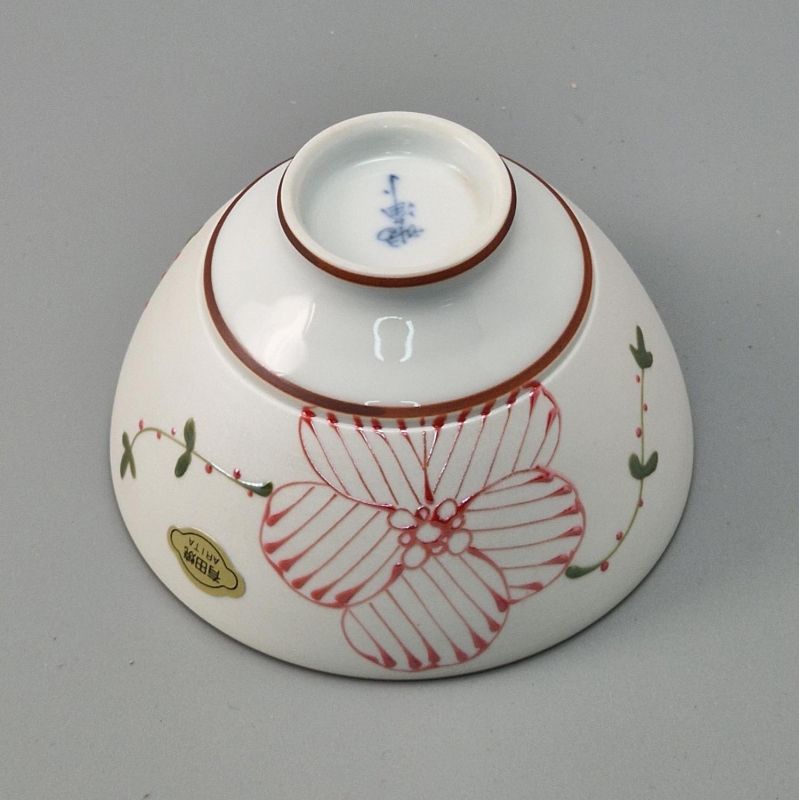 Japanese ceramic rice bowl, red sakura - AKAI SAKURA