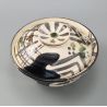 Ciotola in ceramica giapponese con coperchio, ORIBE MARUMON KODAMA, beige e verde