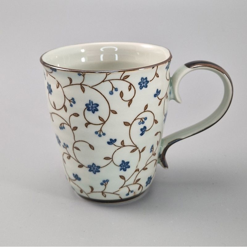 Tazza da tè giapponese con motivi floreali blu, SABI KARAKUSA AOI