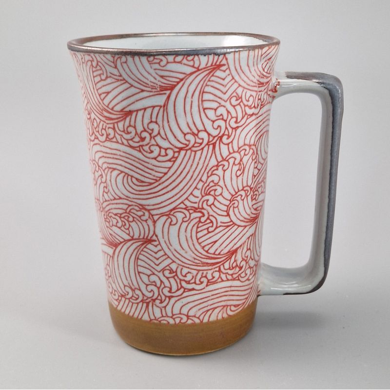 Grande tazza da tè giapponese in ceramica - Aranami rosso