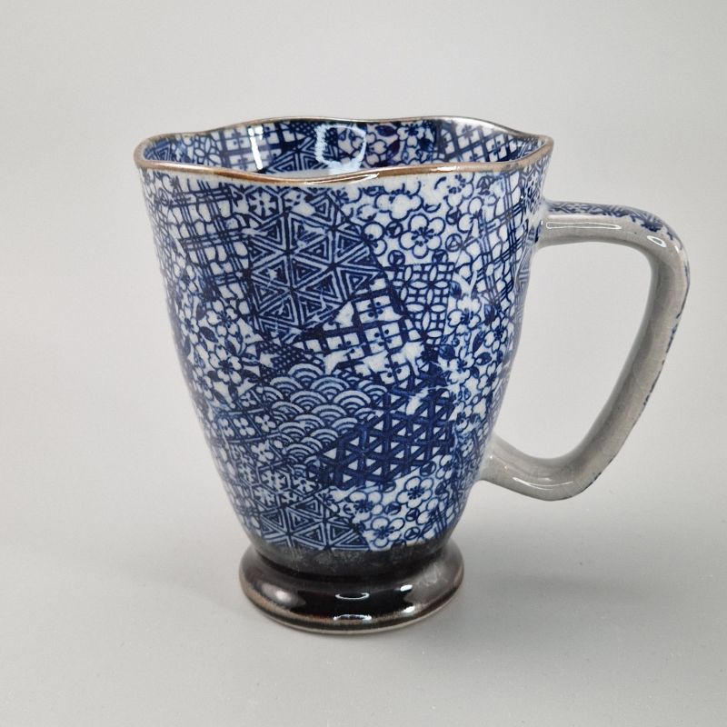 Japanese blue and grey ceramic mug - PACHIWAKU