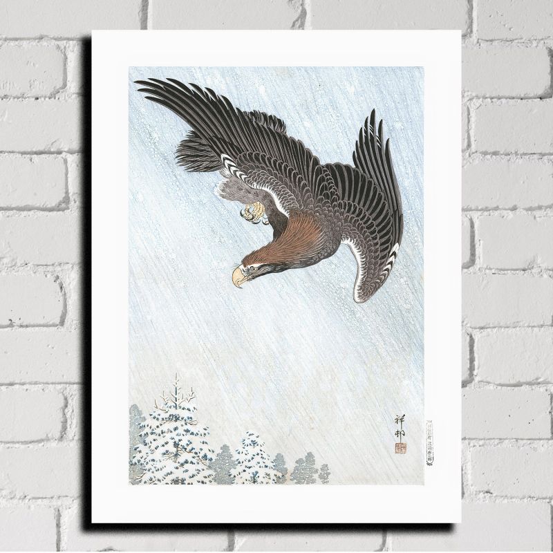 Japanese print, An eagle 2, OHARA KOSON