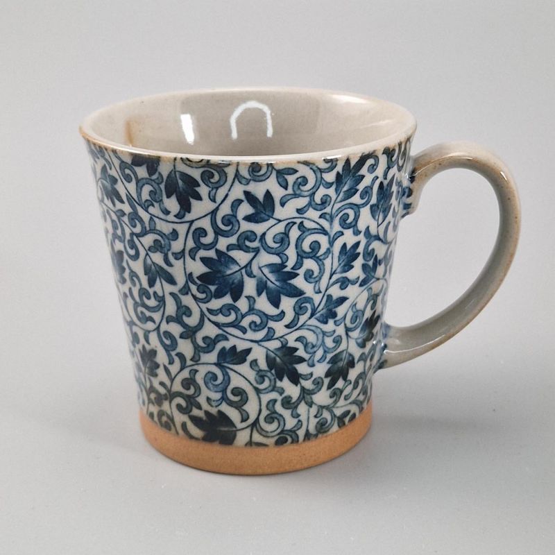 Tazza giapponese in ceramica con manico, fiori blu, SARASA