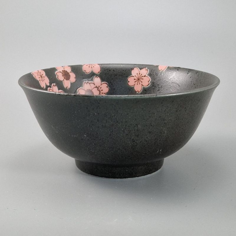 Japanische schwarze Ramenschüssel aus keramik, SAKURA, blumen