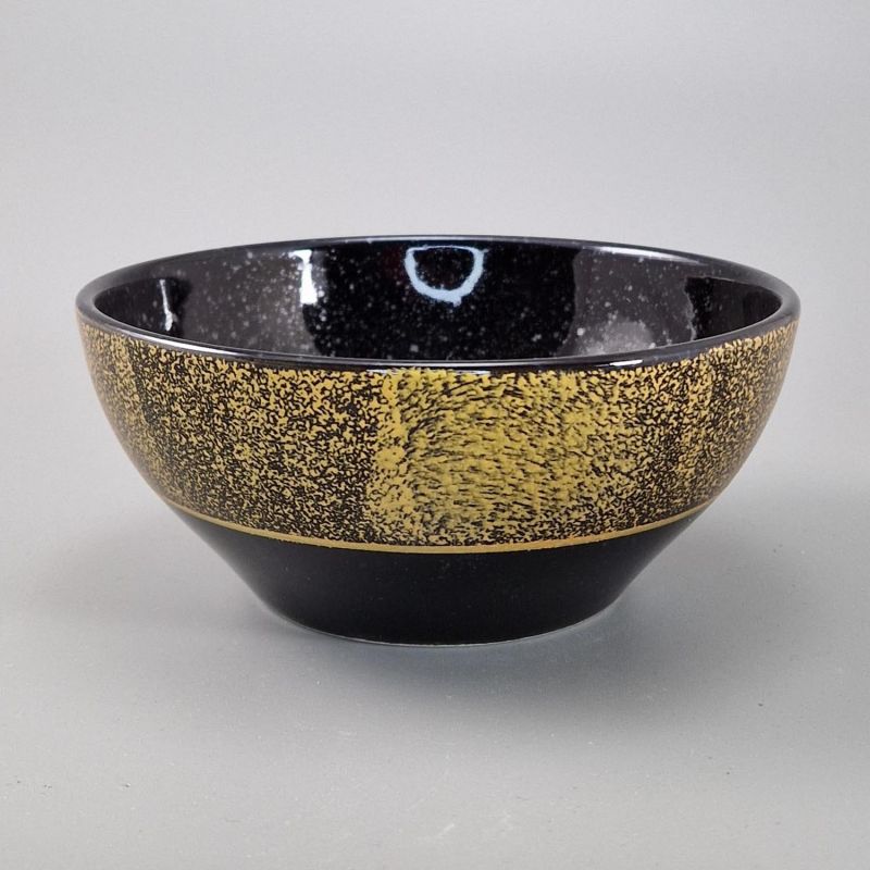Cuenco donburi de cerámica japonesa, negro y dorado - EREGANTO
