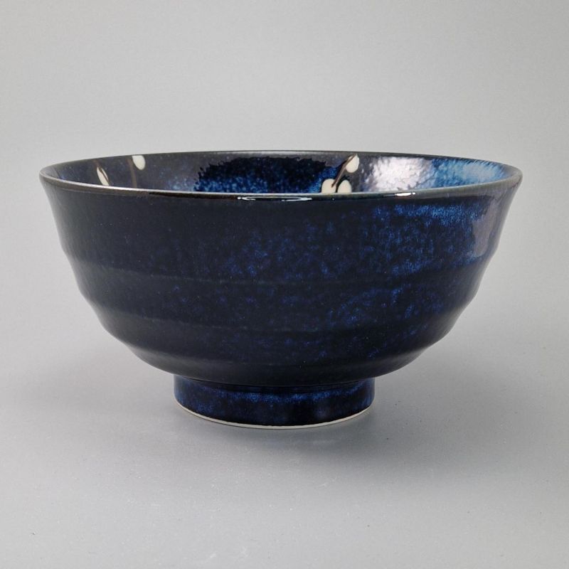 Piccola ciotola giapponese in ceramica blu con motivo floreale - SOSHUN HANA BLUE - 17 cm