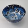 Kleine japanische blaue Keramikschale mit Blumenmuster - SOSHUN HANA BLUE - 17 cm