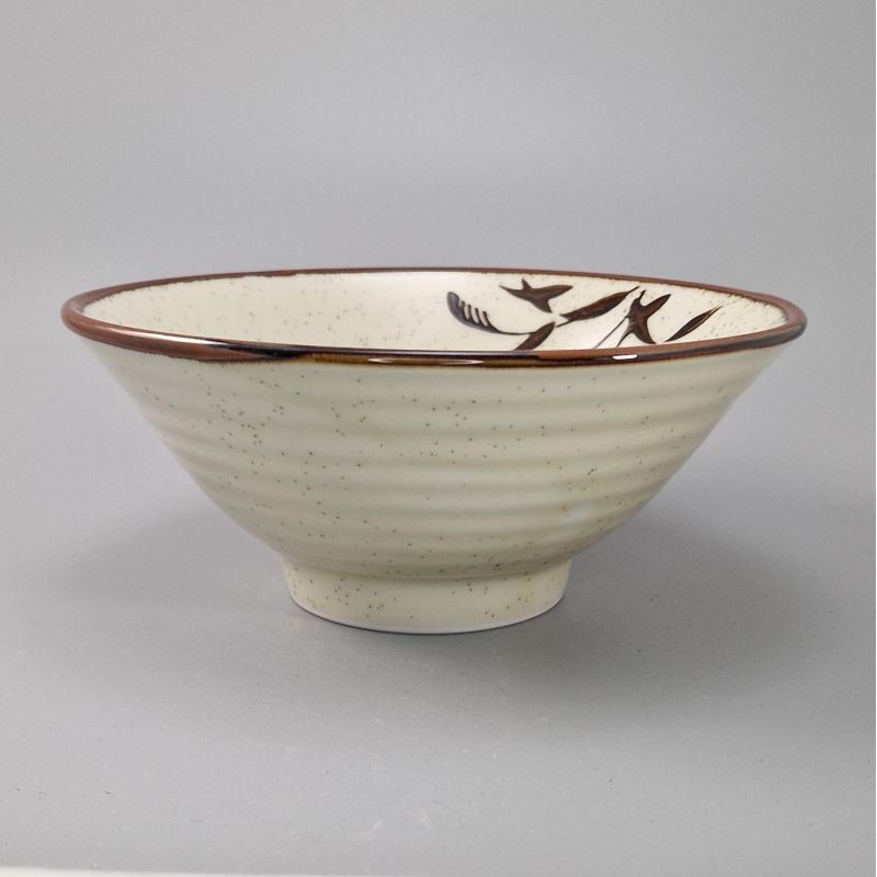 Bol japonais donburi en céramique blanc et marron - KON - 18cm