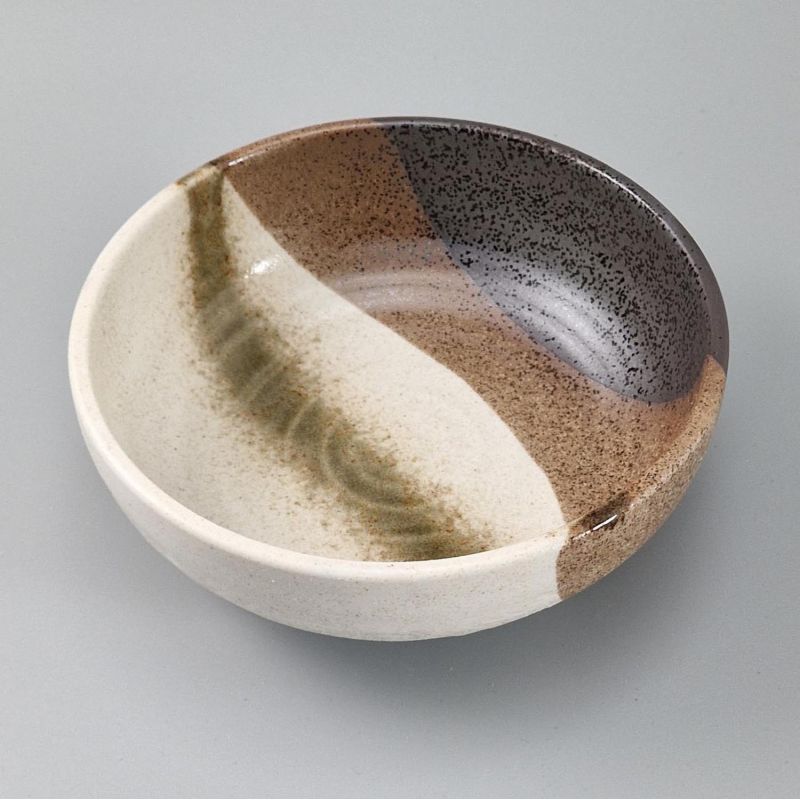 ciotola di zuppa giapponese in ceramica Ø17x6,2cm, SAIUN, beige marrone e nero