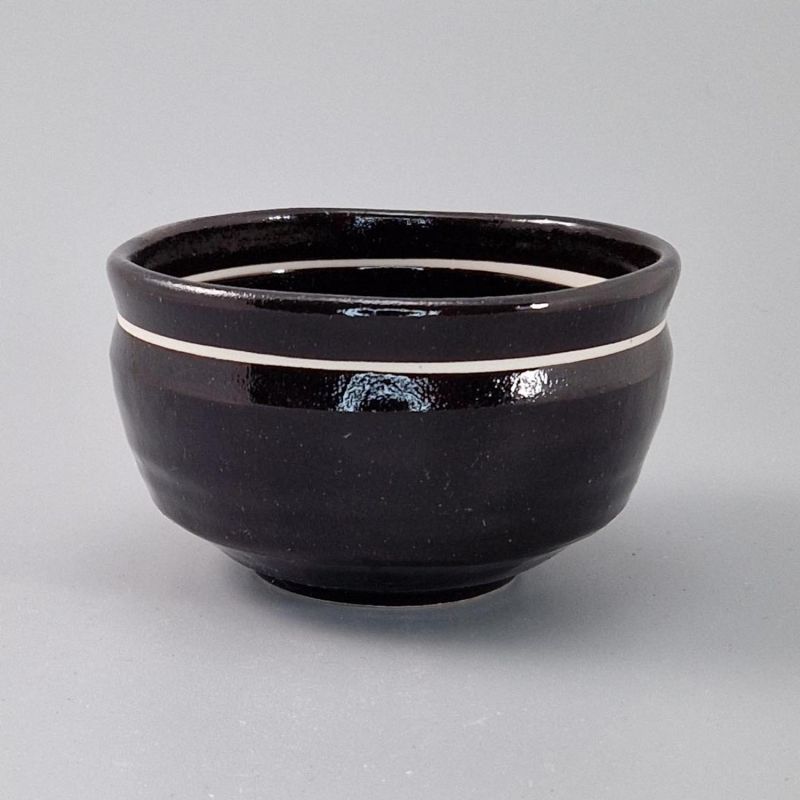 Petite coupelle japonaise en céramique, noir et ligne blanche - RAIN