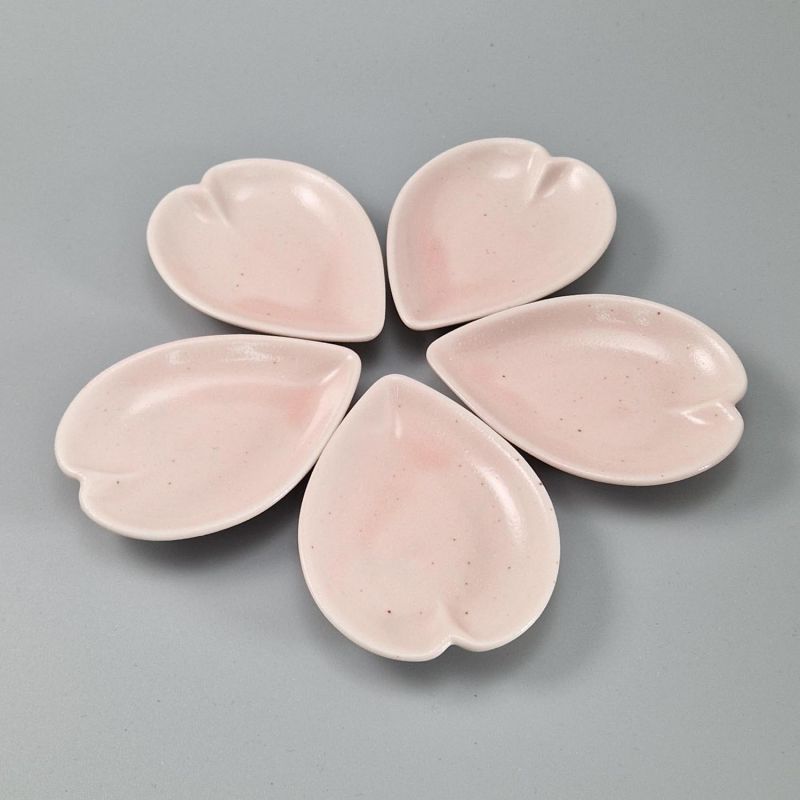5 Petits récipients japonais roses en céramique en forme de fleur de cerisier - SAKURA