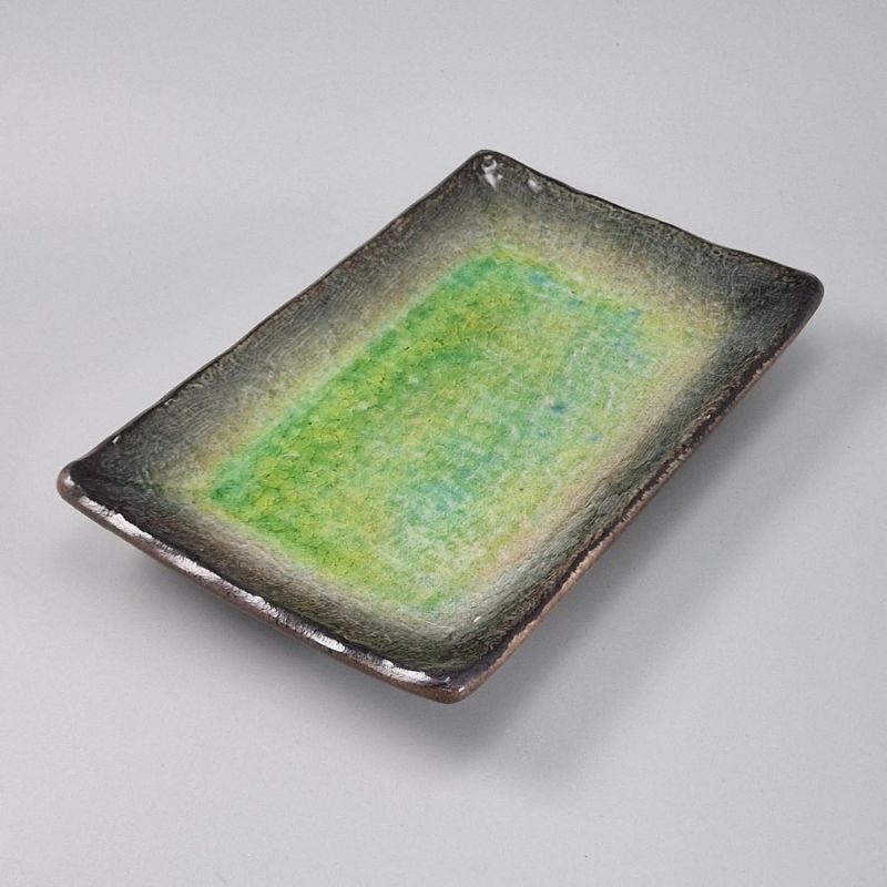 Piatto in ceramica verde giapponese, rettangolare - MIDORI