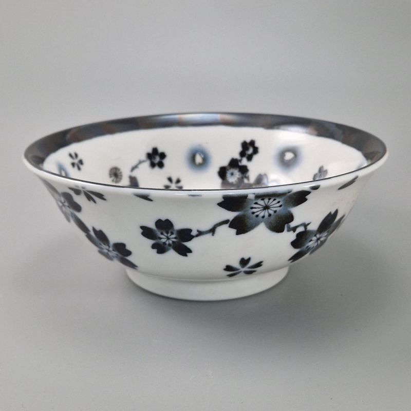japanese noodle ramen bowl in ceramic HANA, white flowers