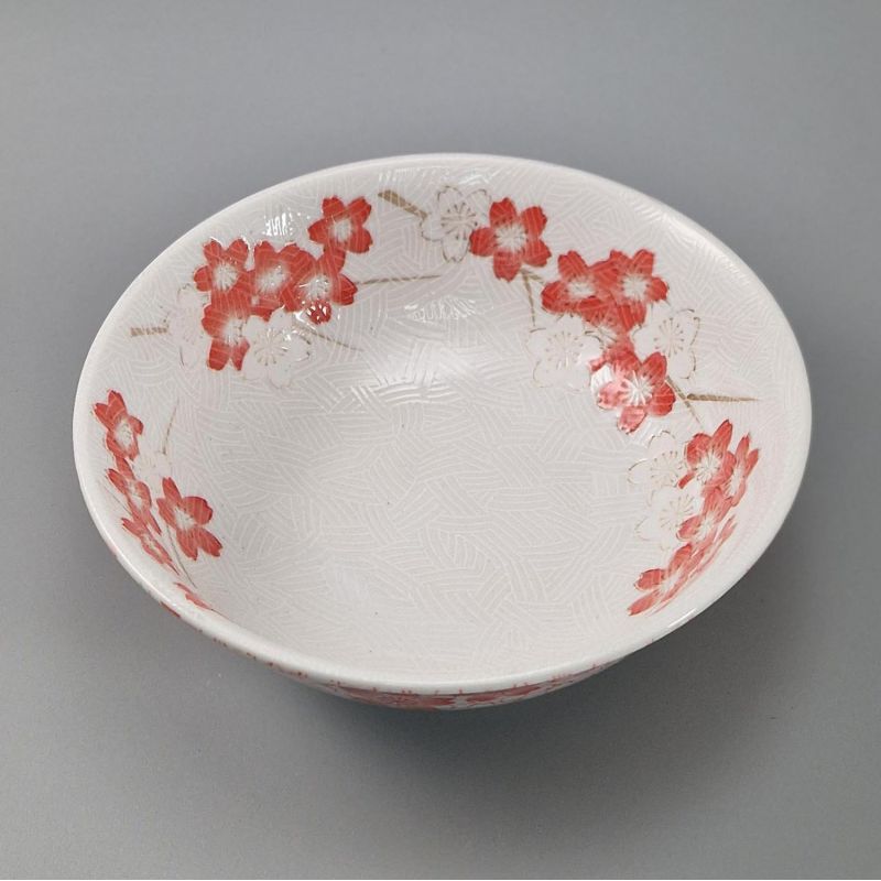 Ciotola di ramen in ceramica giapponese, bianca e rosa, SAKURA