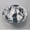 Japanese ceramic ramen bowl, NINJA, black and white