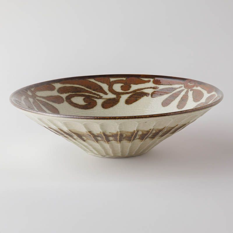 Japanese beige ceramic ramen bowl - HANASENPU