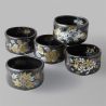 Set of 5 Hannari Japanese ceramic tea bowls - The four seasons of Japan - NIHON NO SHIKI