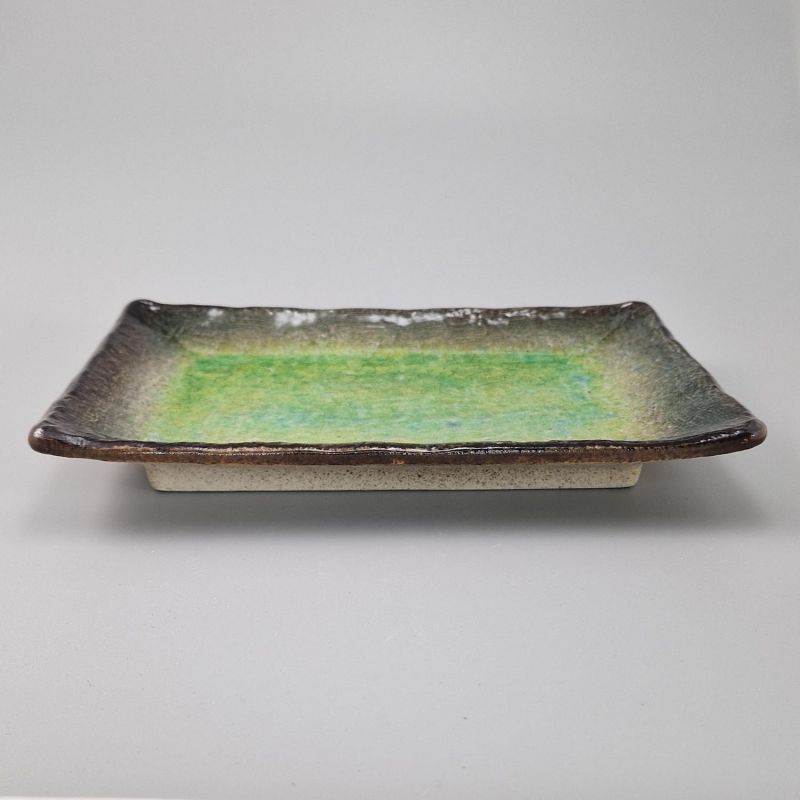 Plato japonés de cerámica verde rectangular - MIDORI