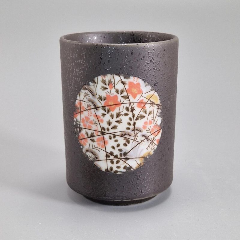 Taza de té de cerámica japonesa, círculo de flores - FURORARU