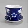 Keramische Teetasse mit Untertasse, Blau und Blumen - HANA CHIDORI