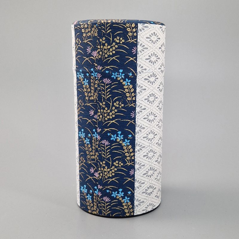 Boîte à thé japonaise bleue en papier washi, HANAGOYOMI, 200g